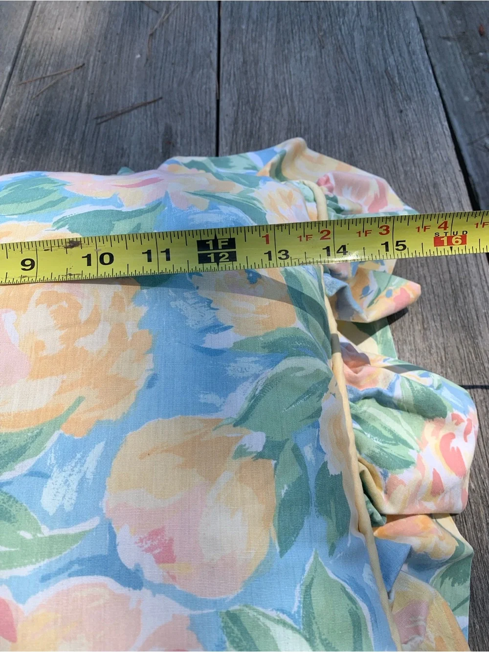Vintage Croscill Floral Ruffled Throw Pillow in Pastel Yellow, Pink, Blue, Green